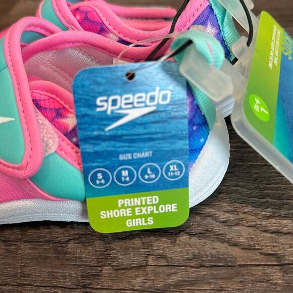 Speedo Toddler (9-10) Printed Shore Explore Mermaid Scale Aqua Sock Water Shoe - Picture 10 of 13